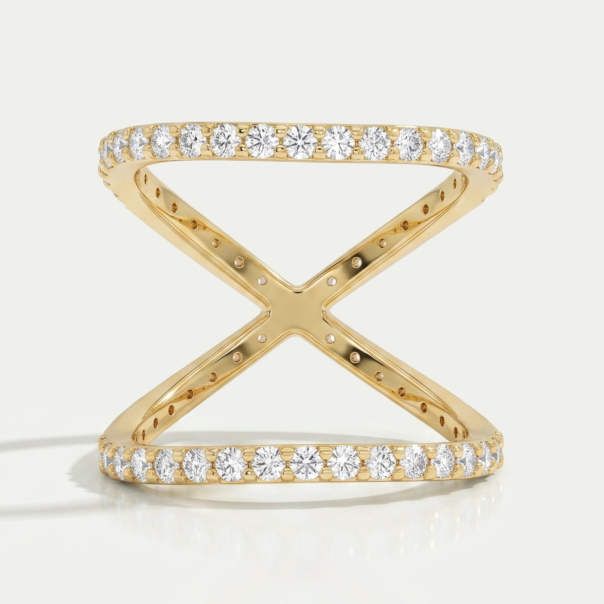 Criss Cross Style Round Cut Diamond Ring