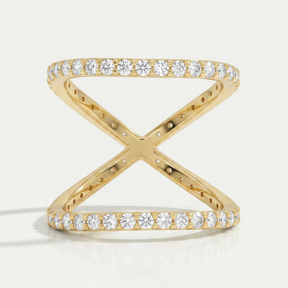Criss Cross Style Round Cut Diamond Ring