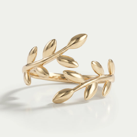 Yellow Gold Leaf Bypass Ring Rings