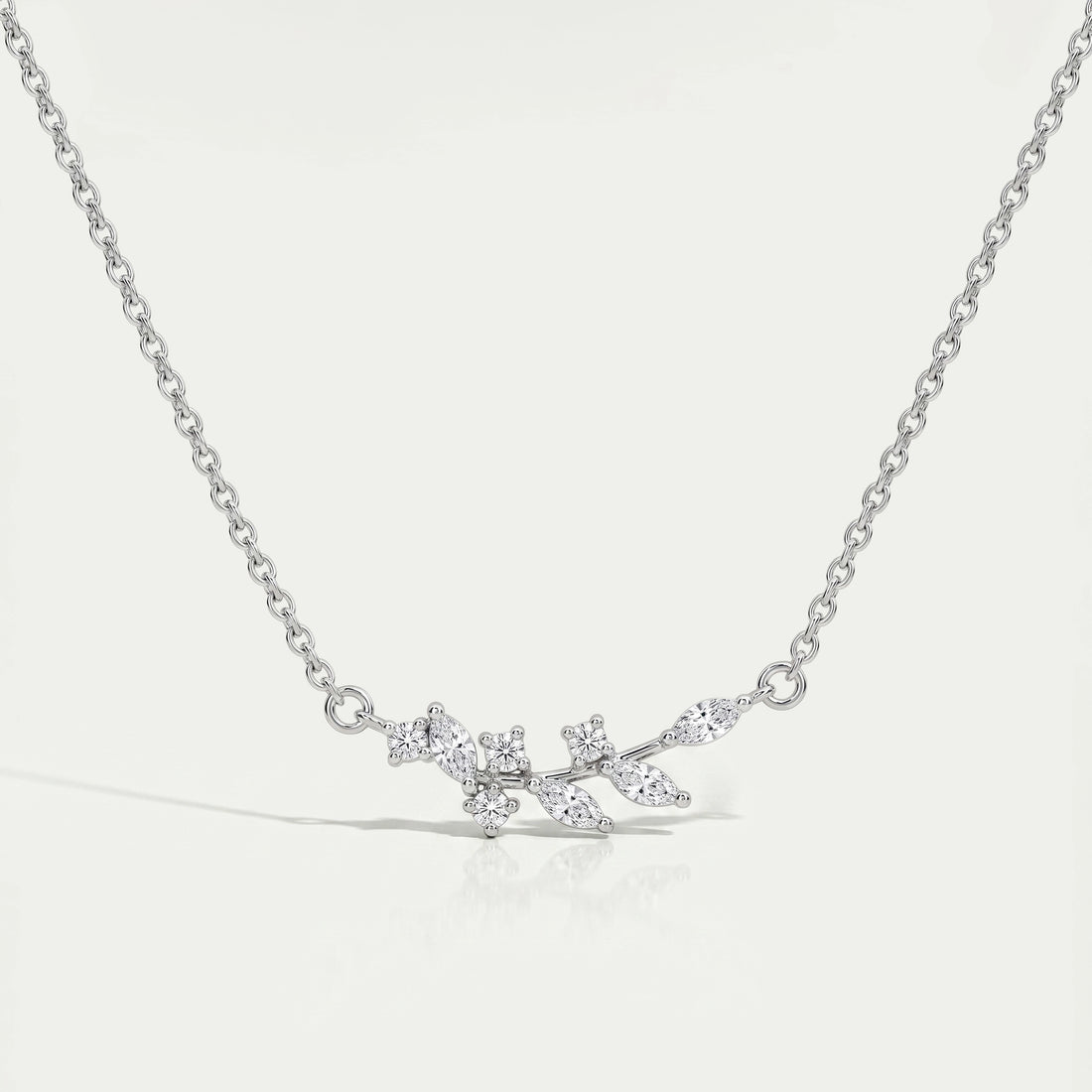 Marquise Cut Lab Diamond Leaf Pendant Necklaces