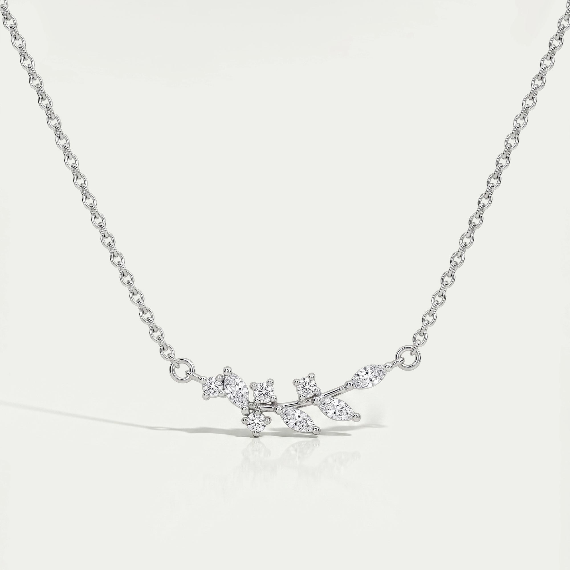 Marquise Cut Lab Diamond Leaf Pendant Necklaces