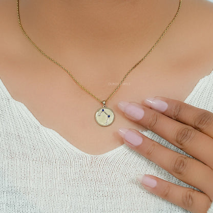 Libra Zodiac Sign Sapphire Gemstone Pendant Necklaces