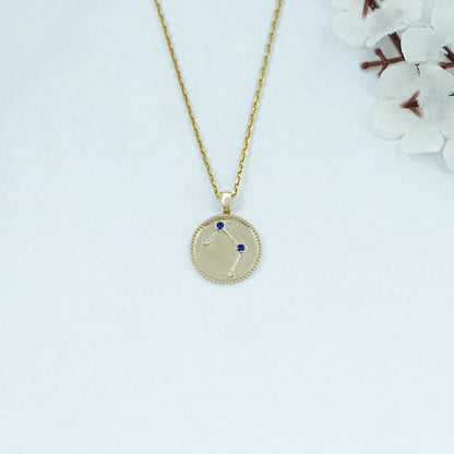 Libra Zodiac Sign Sapphire Gemstone Pendant Necklaces