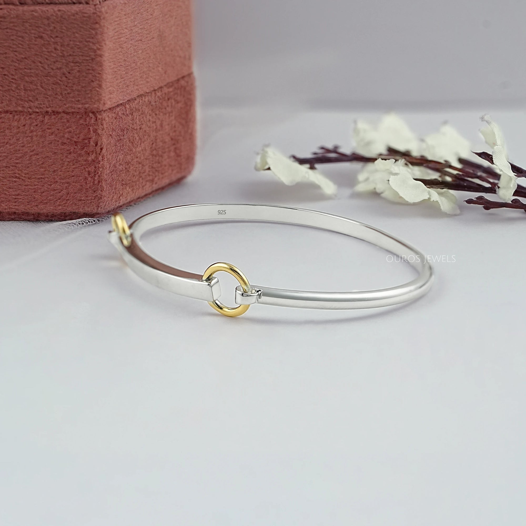 White Gold Linked Bangle