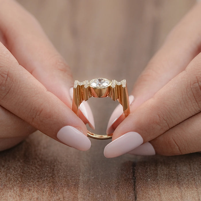 Round Lab Diamond Mom Initial Ring 