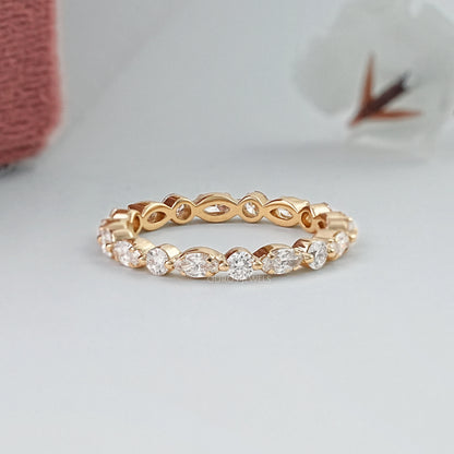 Marquise And Round Diamond Eternity Band Ring