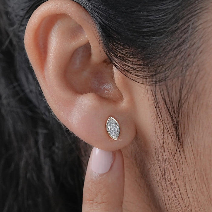 Marquise Cut Lab Diamond Bezel Set Earrings 