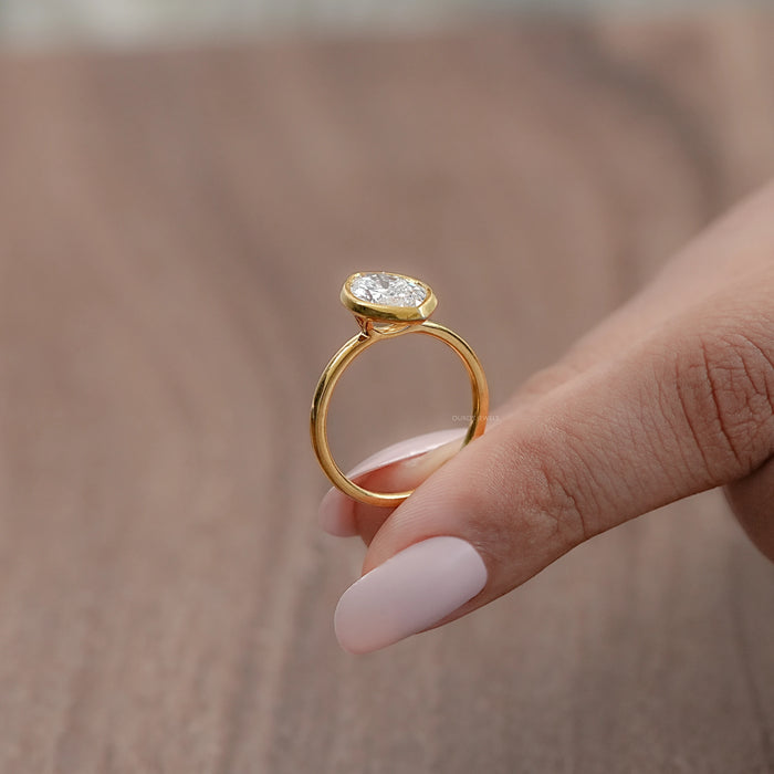 Marquise Lab Diamond Bezel Set Engagement Ring