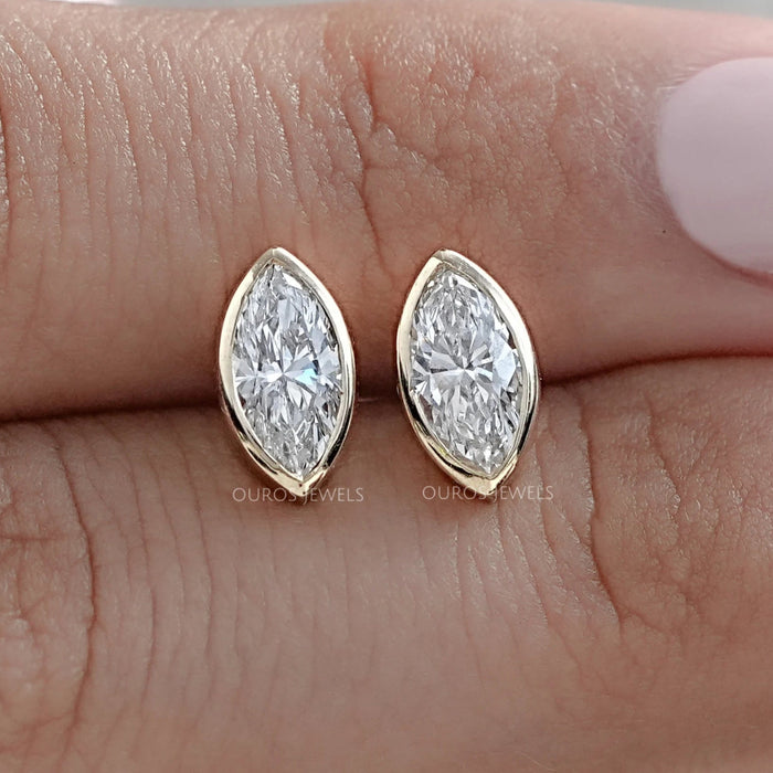 Marquise Cut Lab Diamond Bezel Set Earrings 