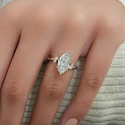 Marquise Cut Accent Diamond Engagement Ring Ring