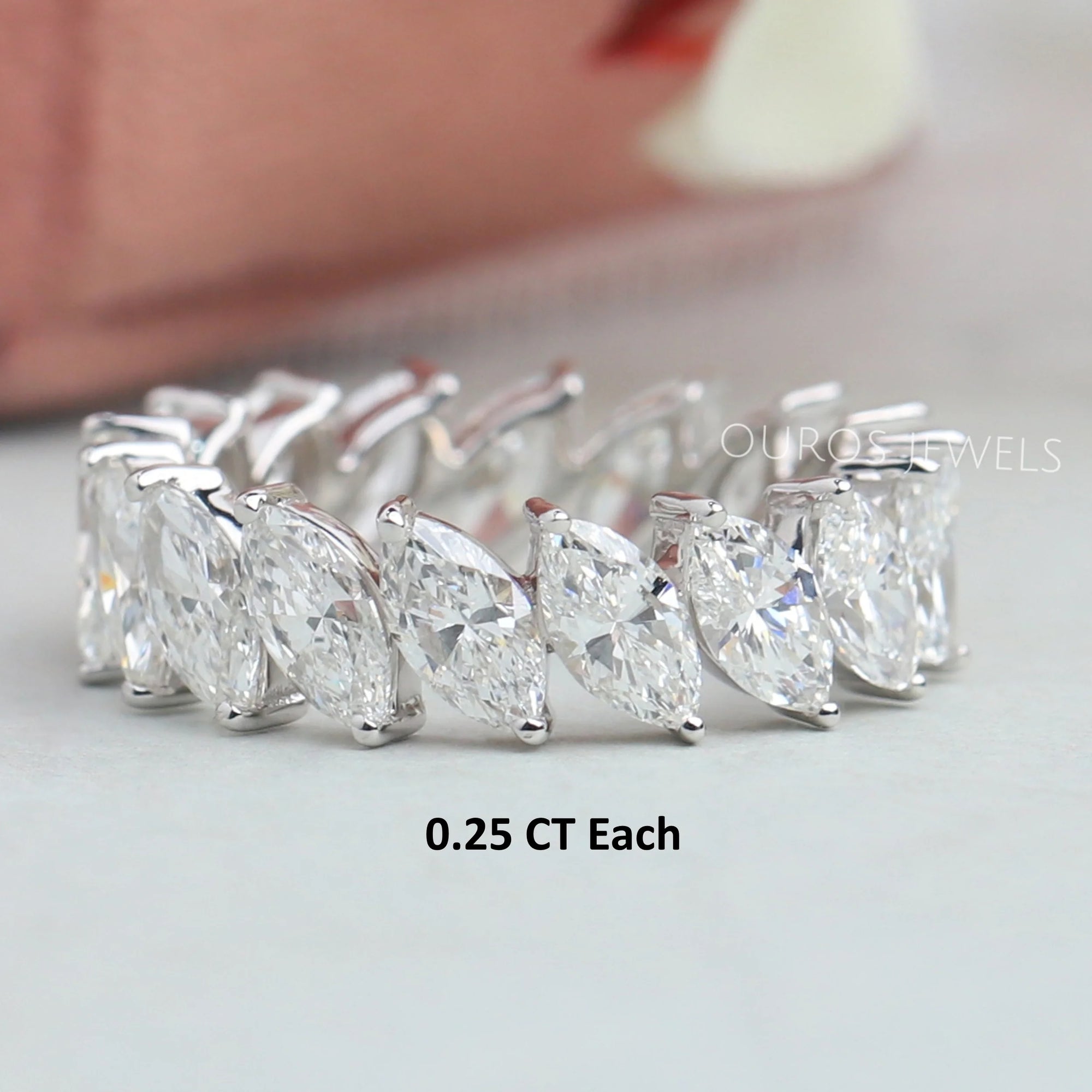 Marquise Cut Lab Diamond Eternity Wedding Band Rings
