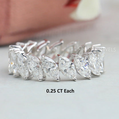Marquise Cut Lab Diamond Eternity Wedding Band Rings