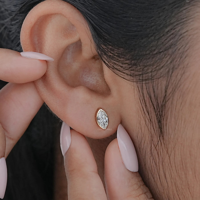Marquise Cut Lab Diamond Bezel Set Earrings 