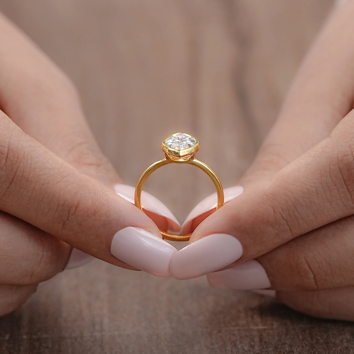 Marquise Lab Diamond Bezel Set Engagement Ring Rings