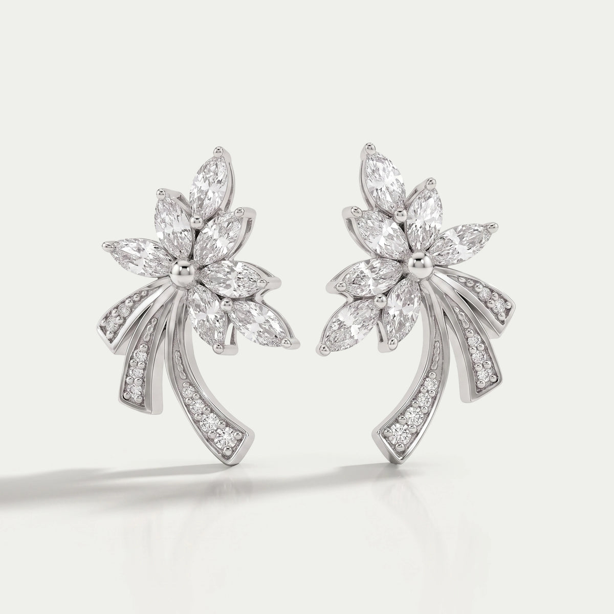 Marquise-Cut Cluster Diamond Earrings Earring