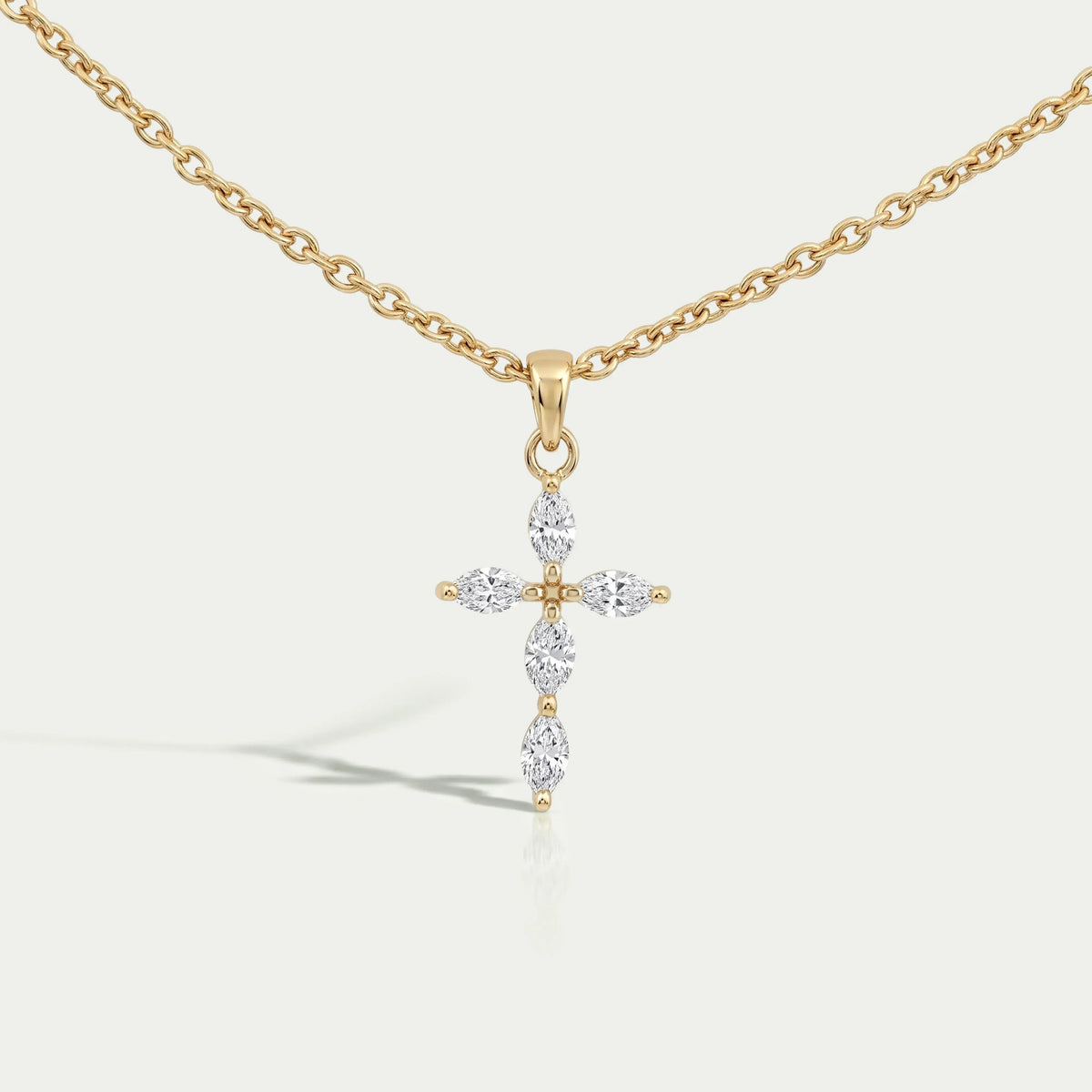 Marquise Cut Lab Diamond Cross Pendant