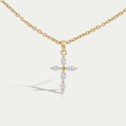 Marquise Cut Lab Diamond Cross Pendant
