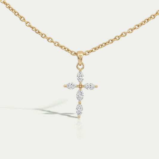 Marquise Cut Lab Diamond Cross Pendant