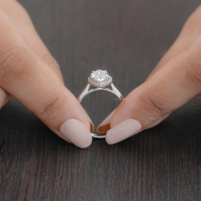 Marquise Cut Lab Grown Diamond Halo Engagement Ring 