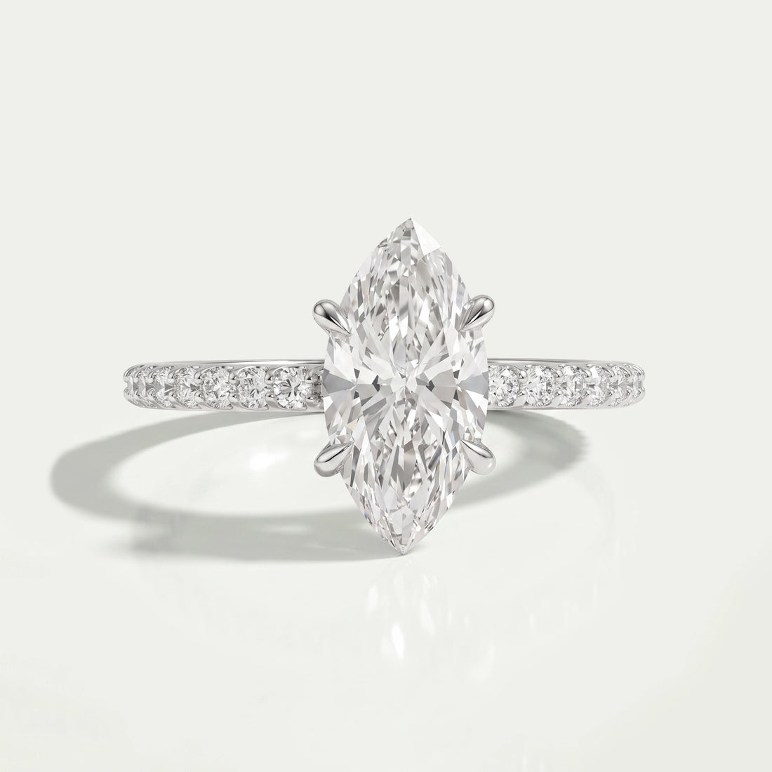 Marquise Diamond Solitaire Accent Hidden Halo Engagement Ring Rings
