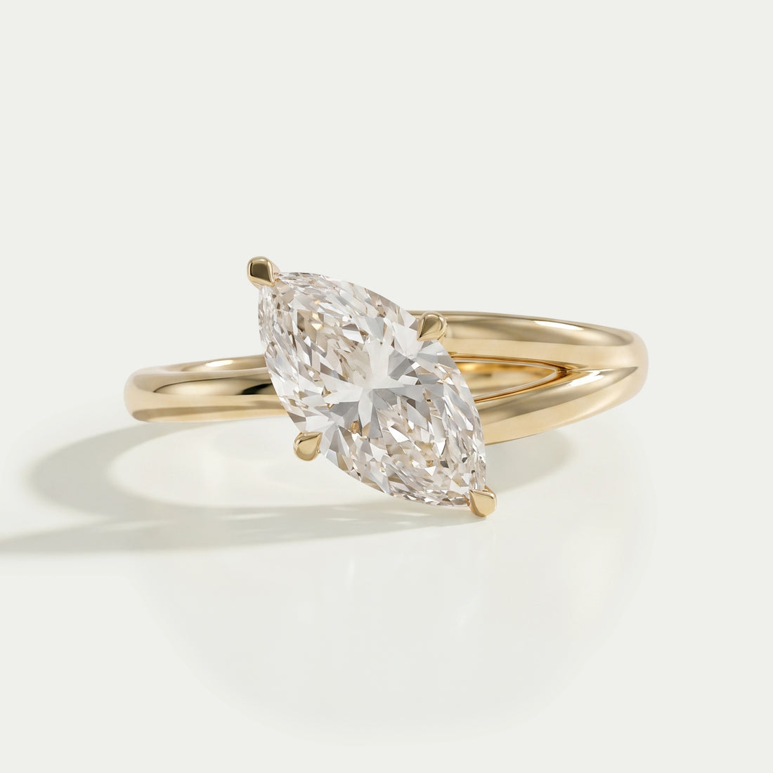 Marquise Cut Lab Diamond Split Solitaire Ring Ring