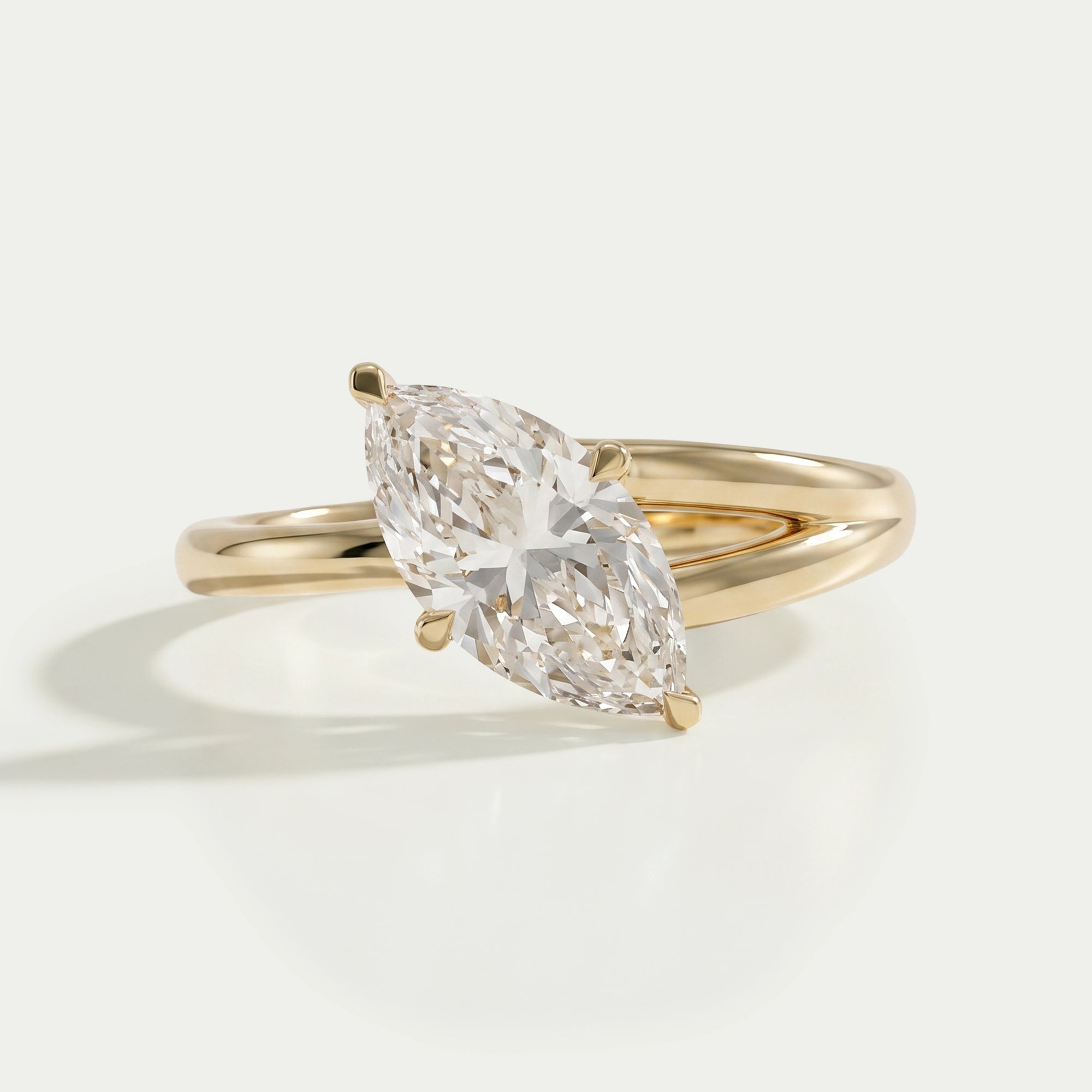 Marquise Cut Lab Diamond Split Solitaire Ring Ring