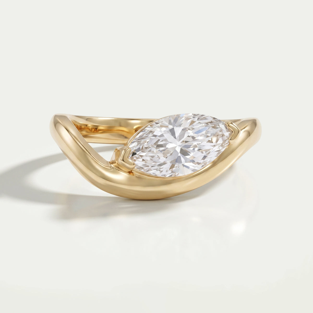 Wave Marquise Cut Lab Diamond Engagement Ring Ring