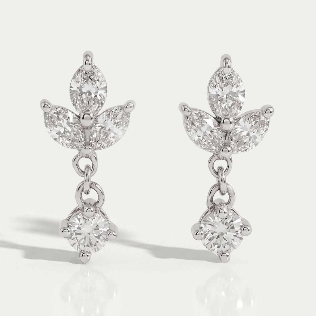 Marquise and Round Cut Diamond Dainty Drop Earrings Earrings
