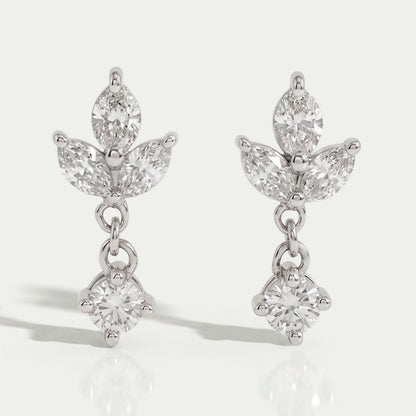 Marquise and Round Cut Diamond Dainty Drop Earrings Earrings