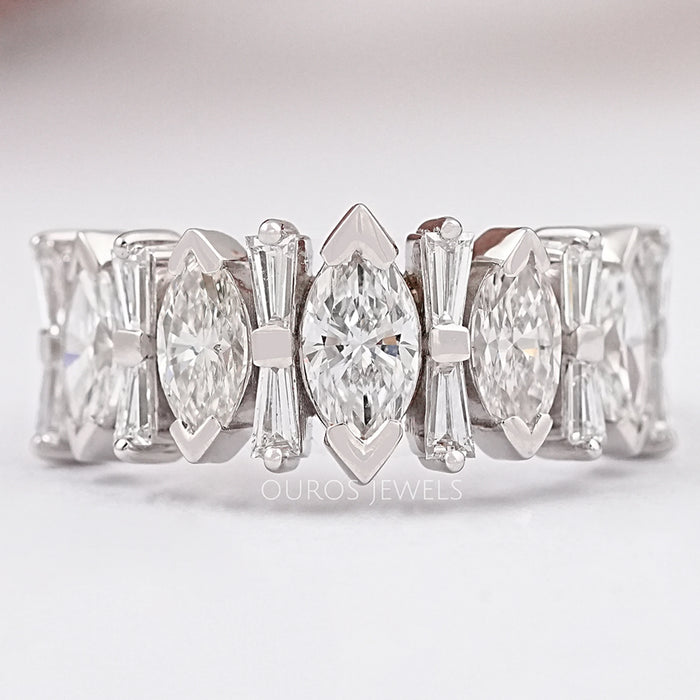 Marquise And Tapered Baguette Diamond Half Eternity Band