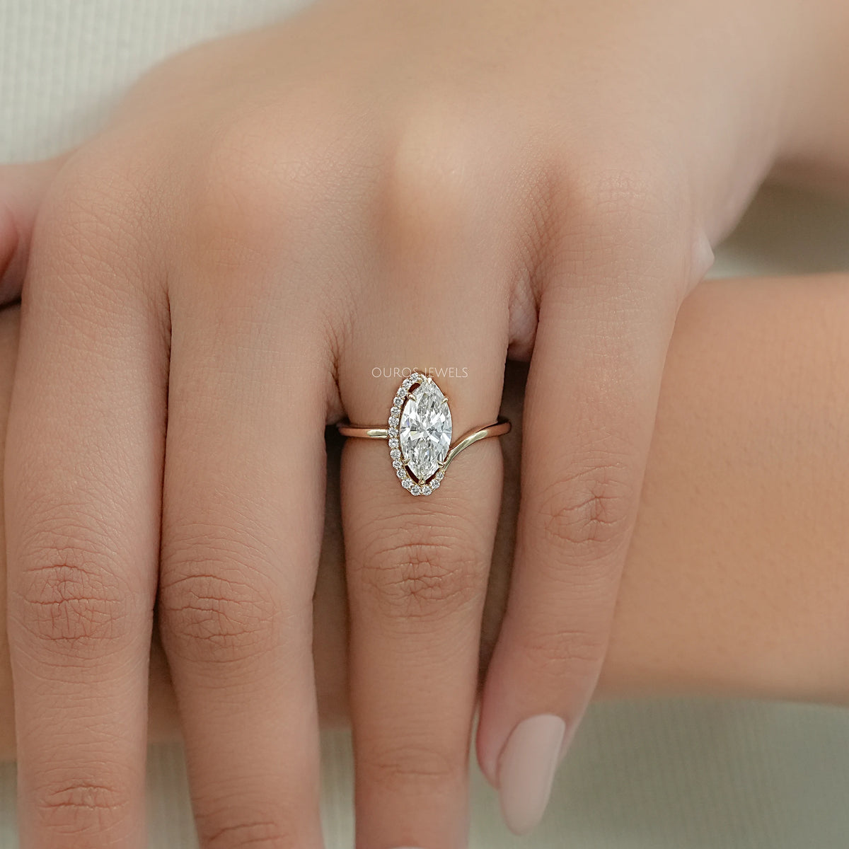 Toi Et Moi Pear Lab Grown Diamond Bypass Engagement Ring