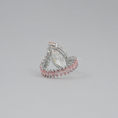 Fancy Pink Marquise Lab Diamond Bypass Ring Ring