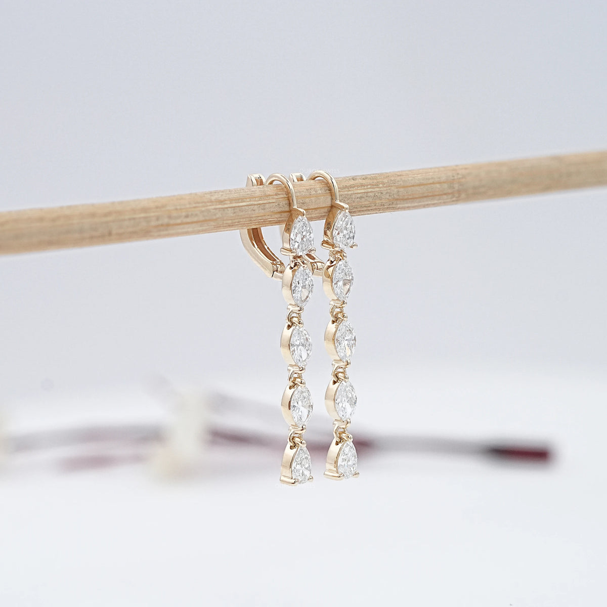 Pear And Marquise Cut Lab Diamond Dangle Earrings