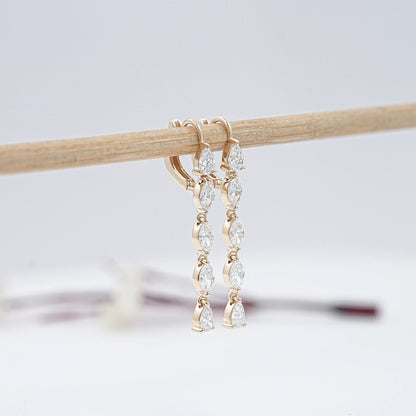 Pear And Marquise Cut Lab Diamond Dangle Earrings
