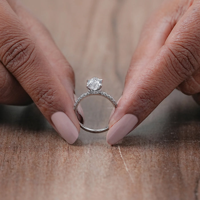 Marquise Cut Solitaire Lab Diamond Engagement Ring With Hidden Halo 
