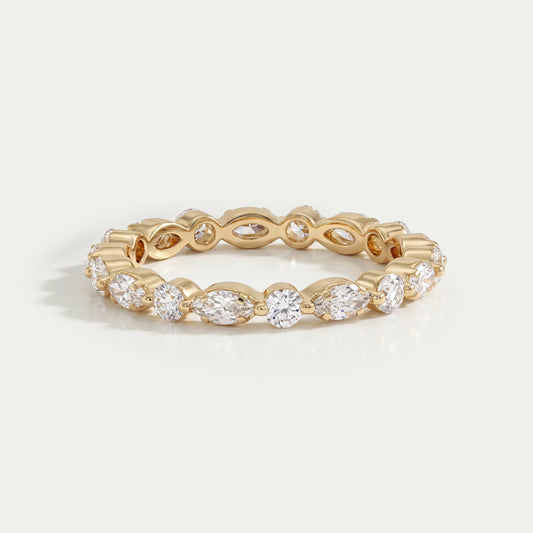 Marquise And Round Diamond Eternity Band Ring