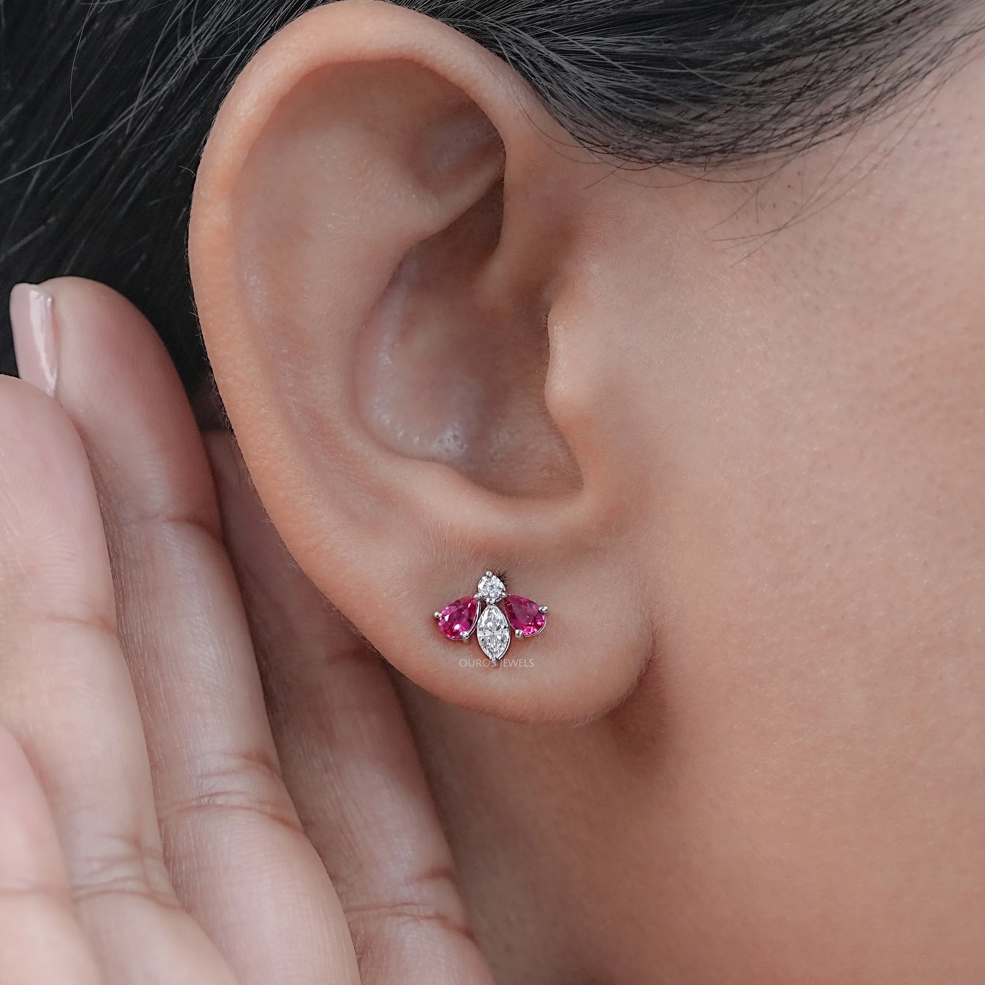 Ruby Pear And Marquise Lab Diamond Stud Earrings Earring