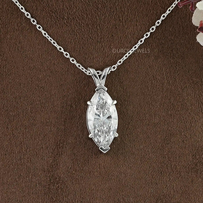 1.10 Ct Marquise Cut Lab Diamond Solitaire Pendant Necklace 