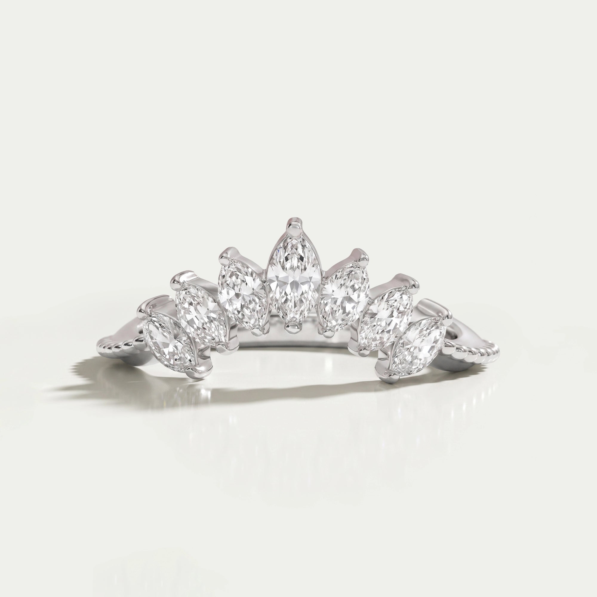 Marquise Cut Curved Stackable Band Rings