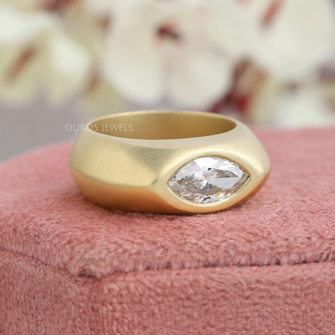 Marquise Cut Lab Diamond Matte Finish Band