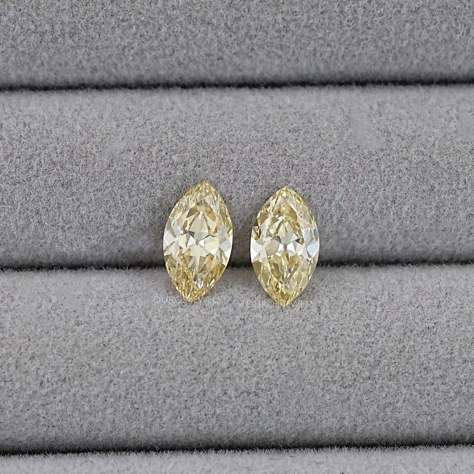 Old Mine Marquise Cut Lab Grown Diamond - Fancy Intense Yellow Loose