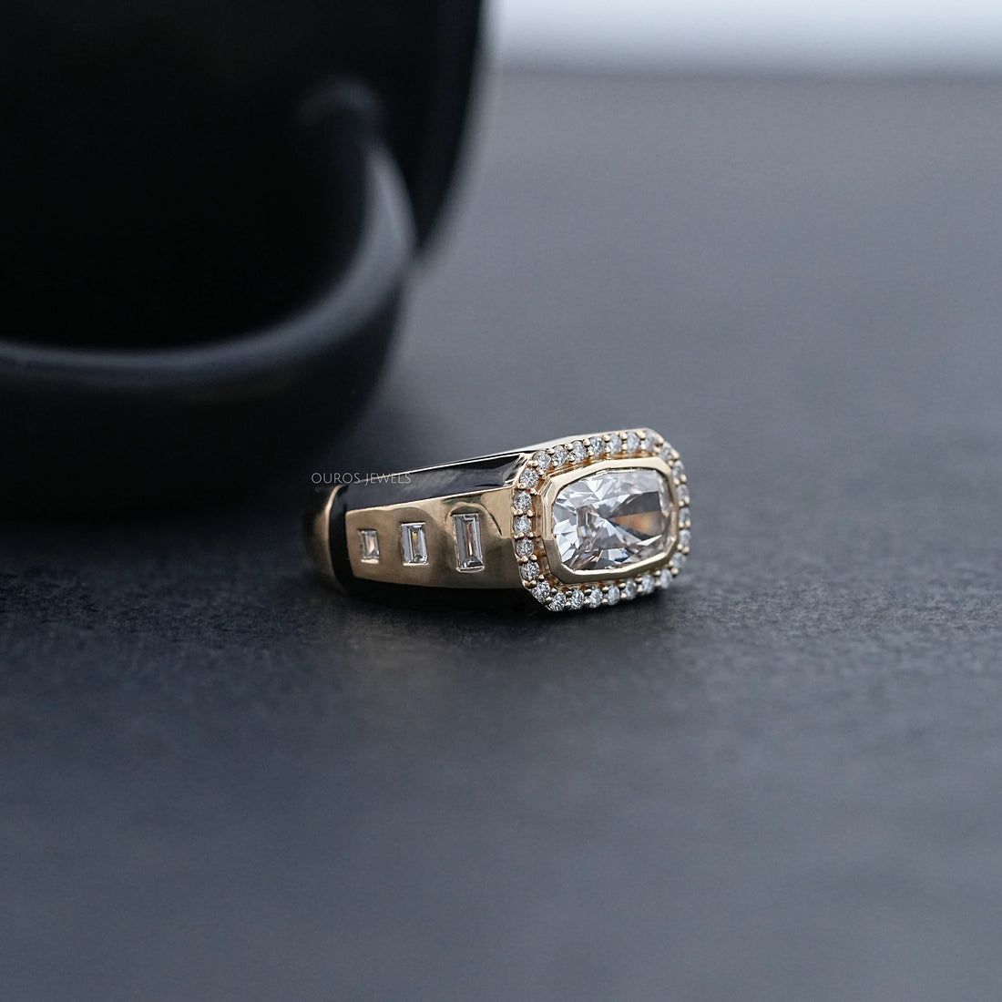 Radiant Lab Diamond Halo Men's Wedding Band Ring