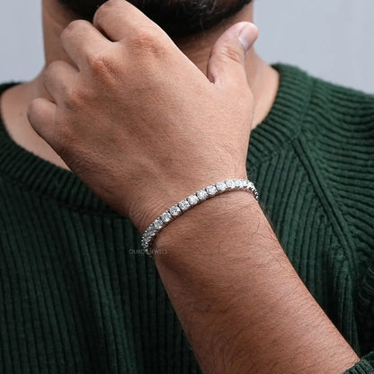 Round Cut Lab Diamond Men's Bracelet Bracelet