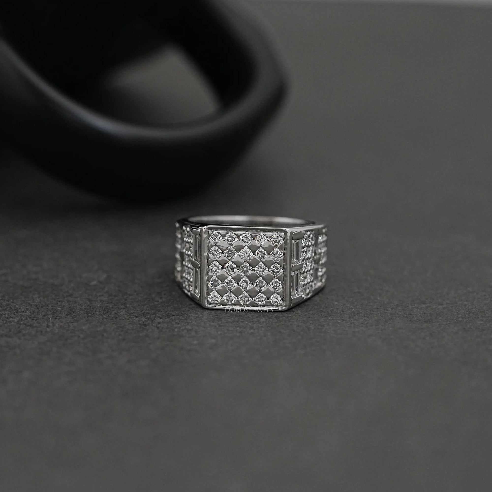 Grid Cluster Diamond Ring For Men's Rings