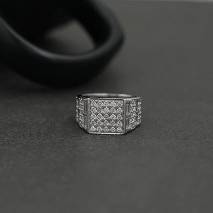 Grid Cluster Diamond Ring For Men's Rings