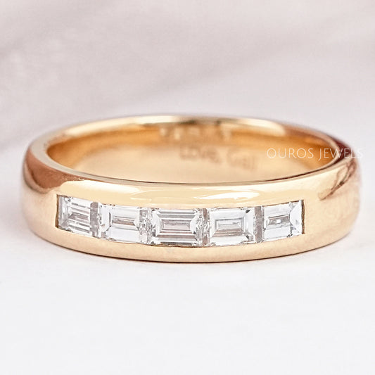 Men's Baguette Wedding Band -Channel Setting