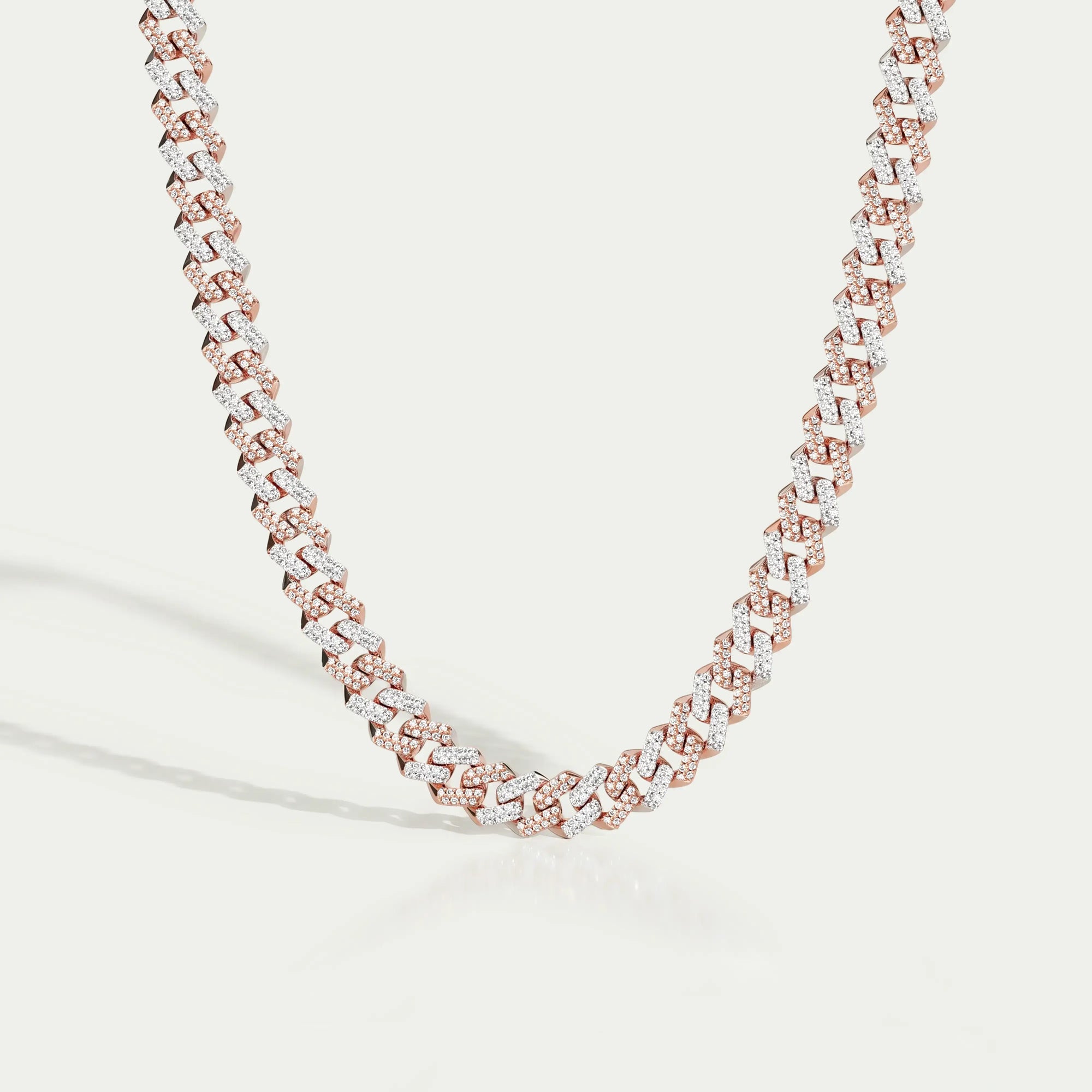 Two Tone Round Cut Miami Cuban Chain Men's Necklace