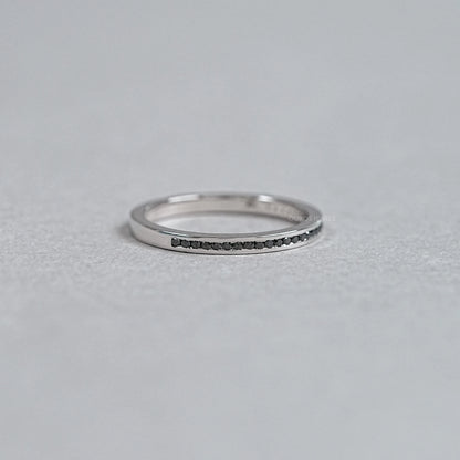 Black Round Lab Diamond channel Set Half Eternity Ring Rings