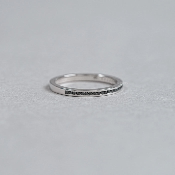 Black Round Lab Diamond channel Set Half Eternity Ring