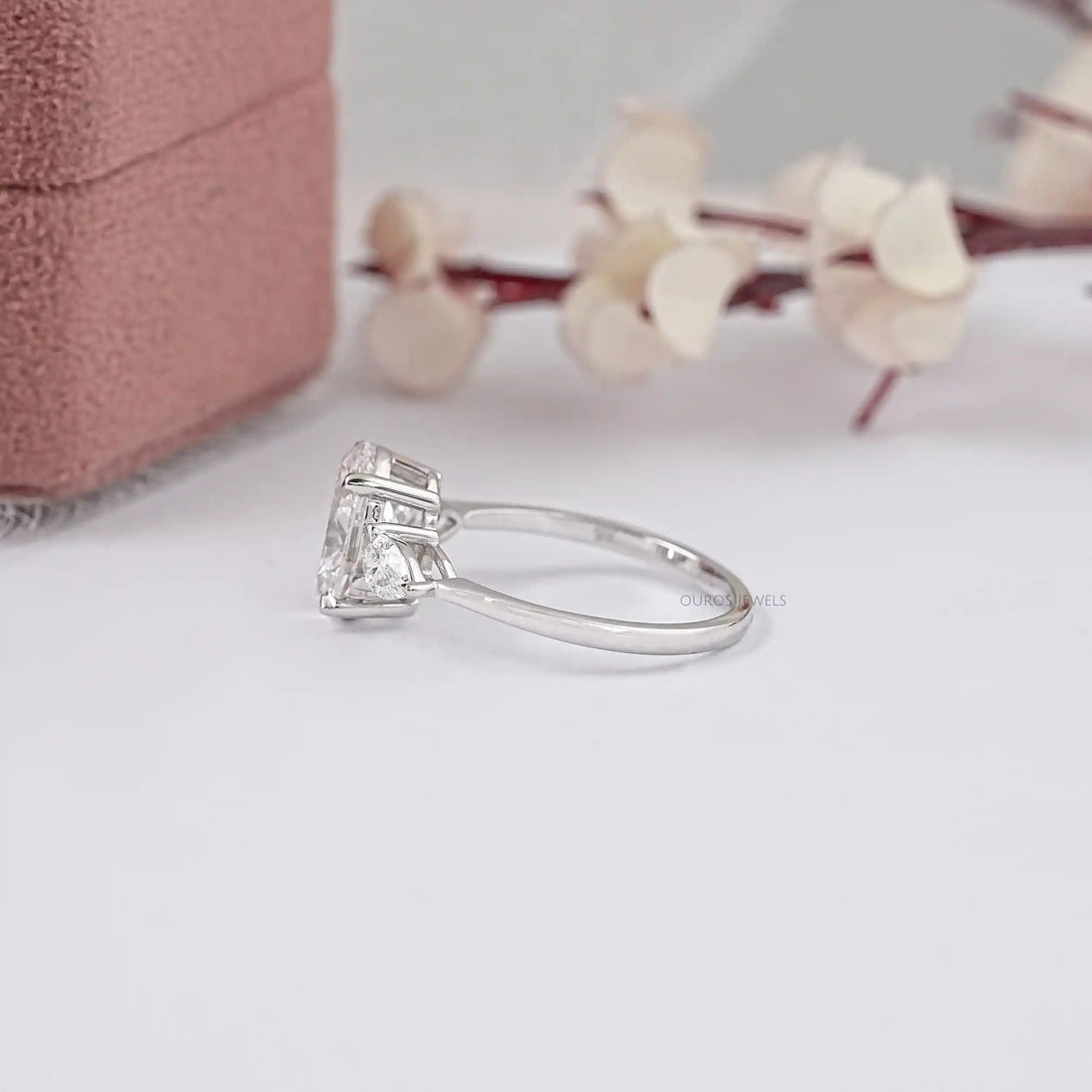 Three Stone Oval Shape Lab Grown Diamond Ring